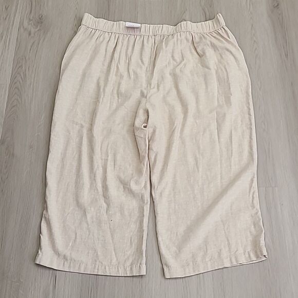 Croft & Barrow NWT Beige Linen Blend Pants Mid Rise Summer Plus Size 3X Crop - Picture 3 of 5